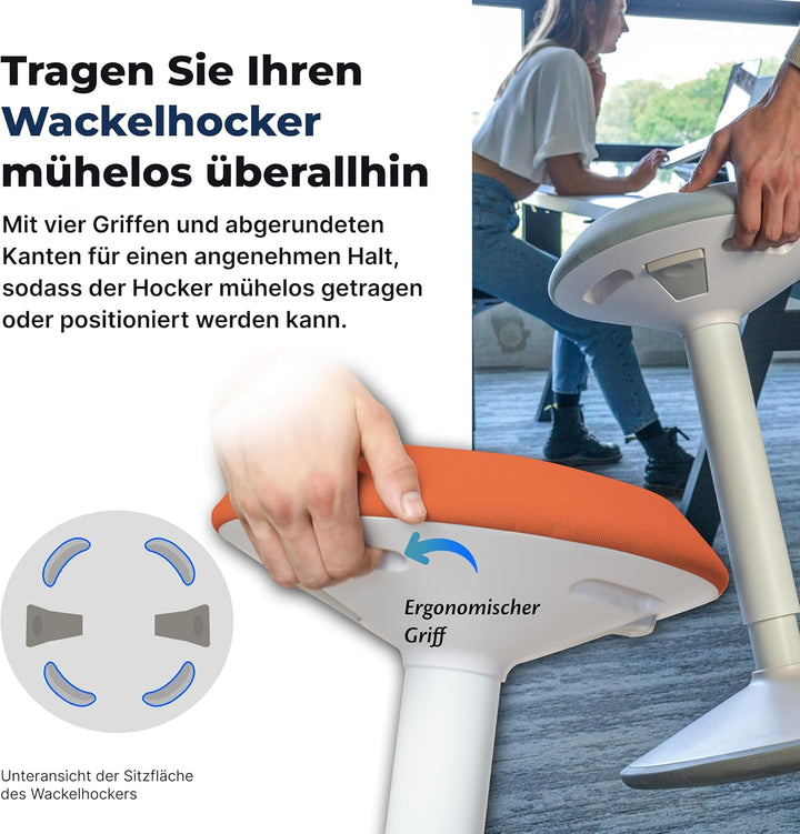 Backerz Ergonomischer Hocker - Bürohocker Testsieger mit 40-60 cm Stehhocker Höhenverstellbar mit Sc