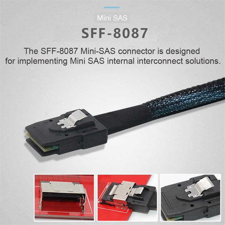 xiwai Interner 36-Pin-Mini-SAS-SFF-8087-Host auf 4 SFF-8482-Ziel-SAS-Festplatte und SATA-Stromkabel