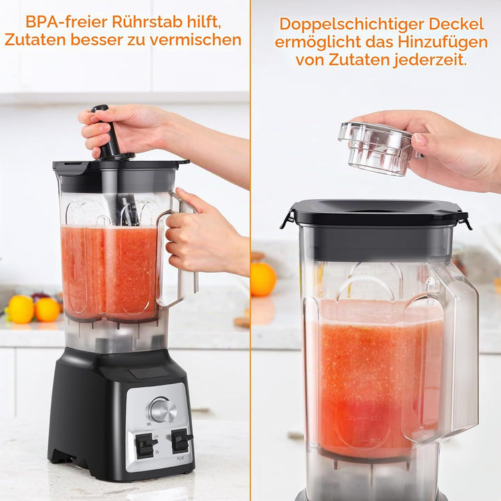 Enfmay Standmixer, 2000W Mixer Hochleistungsmixer, Stufenlose Geschwindigkeitsregulierung, 2L Smooth