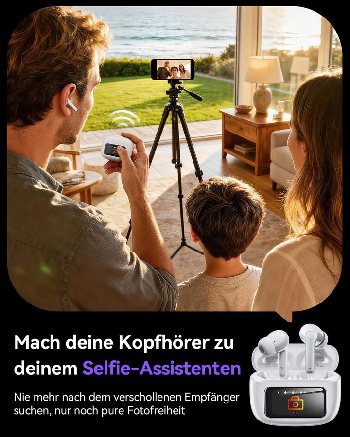 Kopfhörer Kabellos Bluetooth 5.4, In Ear Kopfhörer Bluetooth mit Touchscreen & 5 EQ Modi, Bluetooth