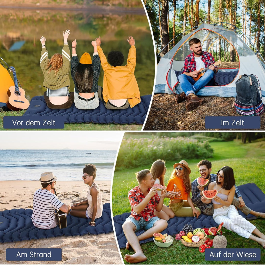 HAUSPROFI Isomatte Camping, Ultraleicht Camping Luftmatratze mit Fusspumpe & Kissen, Aufblasbare Mat