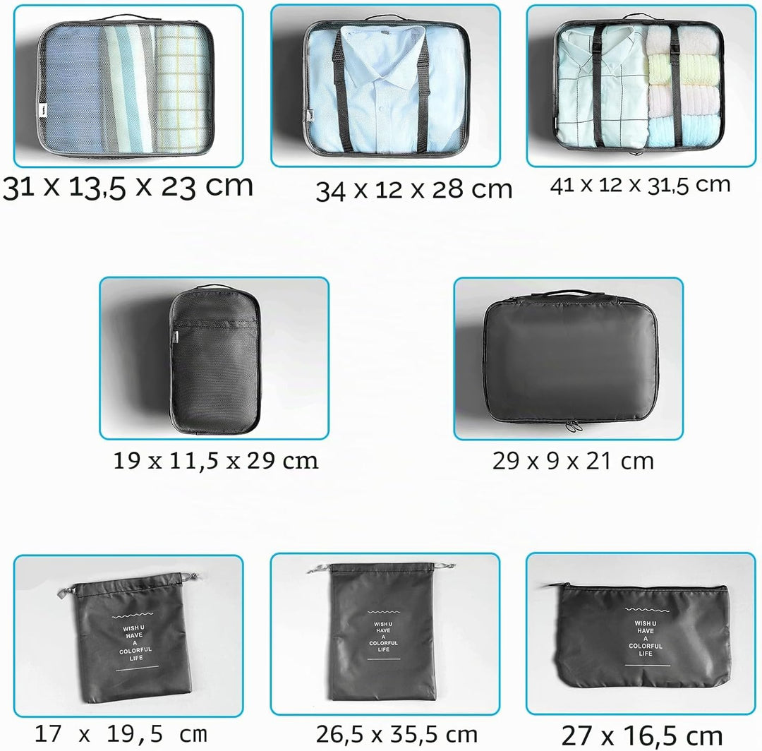 BillyBath Koffer Organizer set, Packing Cubes Kleidertaschen Schuhbeutel Reiseorganizer Packwürfel K