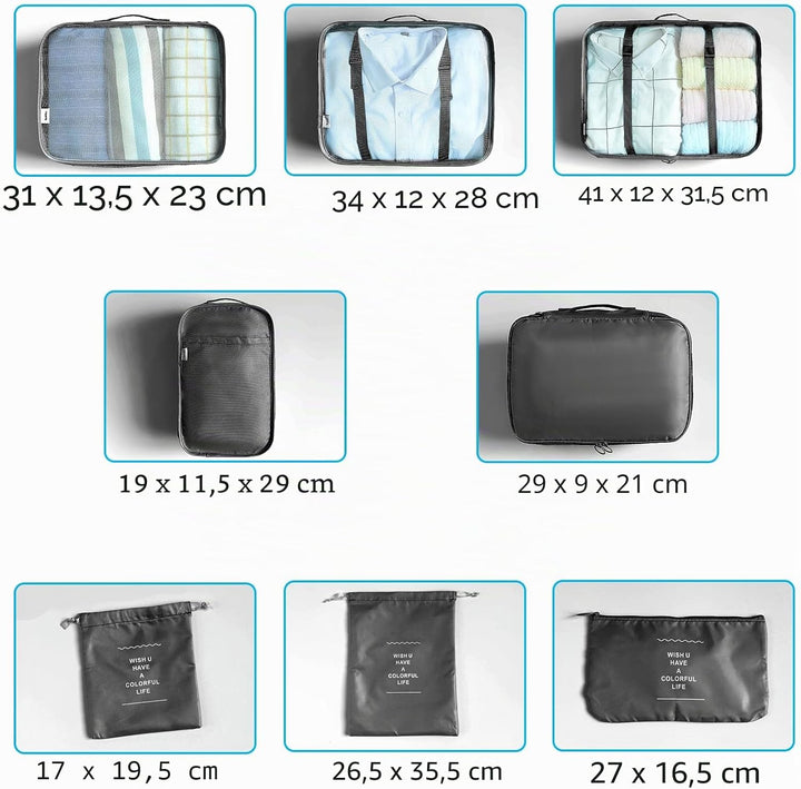 BillyBath Koffer Organizer set, Packing Cubes Kleidertaschen Schuhbeutel Reiseorganizer Packwürfel K