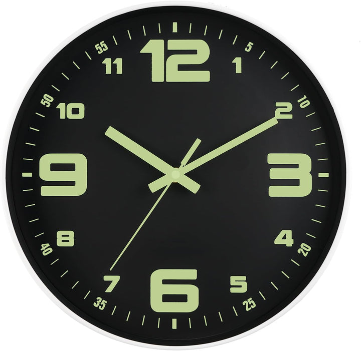 DIYZON Leuchtende Wanduhr, Geräuschlos, Nicht tickend, 30 cm, Nachtlicht-Wanduhren, Batteriebetriebe
