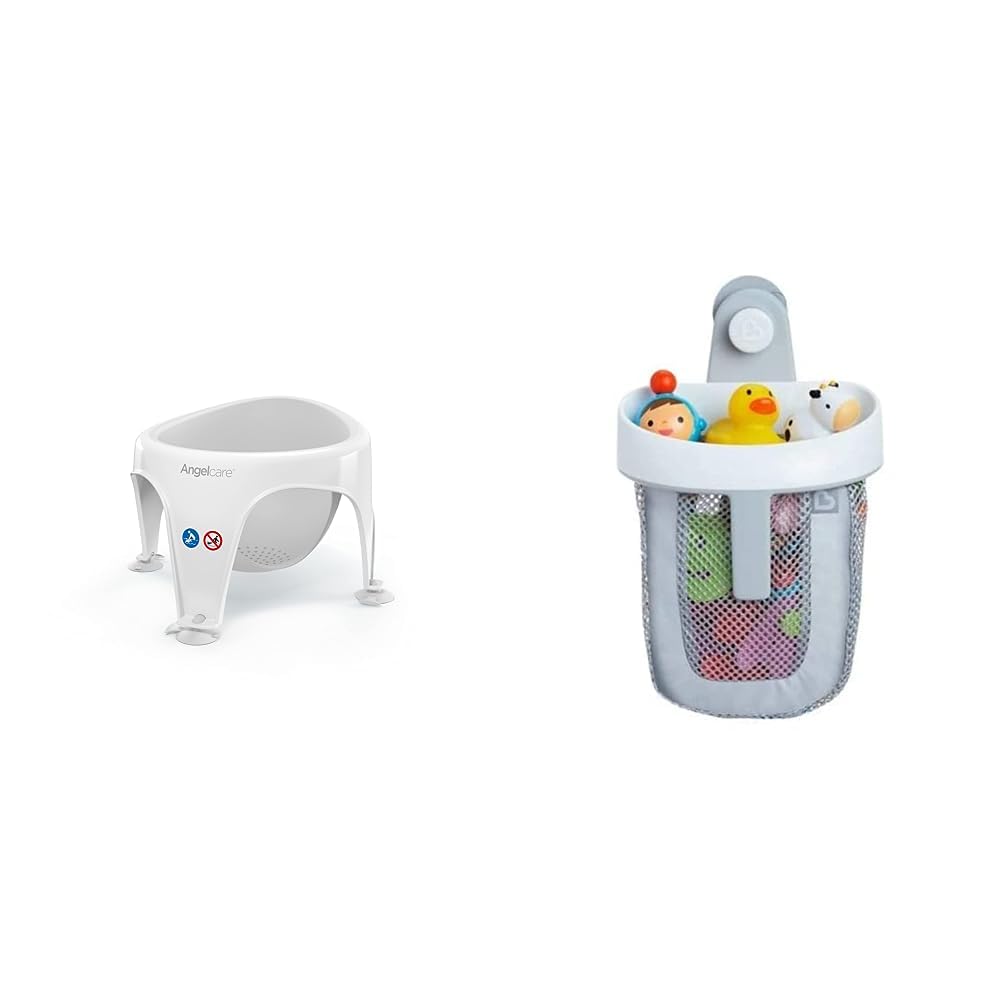 Angelcare ergonomischer Badering für die grosse Badewanne oder Dusche & Munchkin Aufbewahrungskorb f