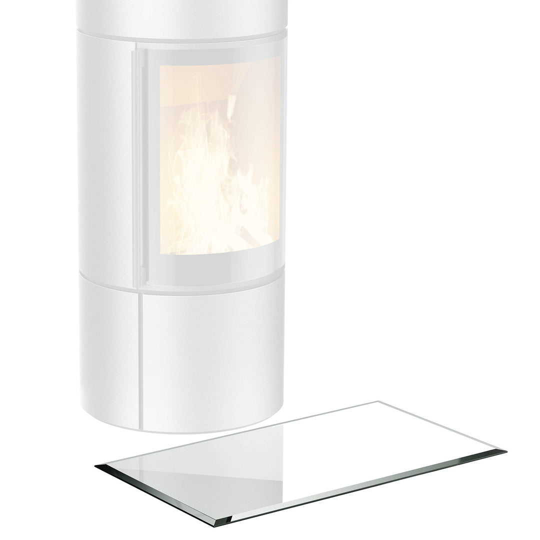 BIJON Glasplatte Rechteck für Kaminofen mit Dichtlippe, Glasbodenplatte - Funkenschutzplatte Glas mi
