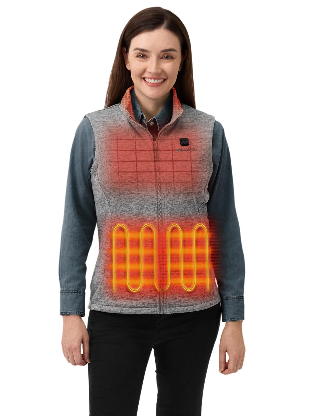 ORORO Beheizbare Weste Fleece Damen Beheizte Fleeceweste mit Akku Heizweste Damen S Hellgrau, S Hell