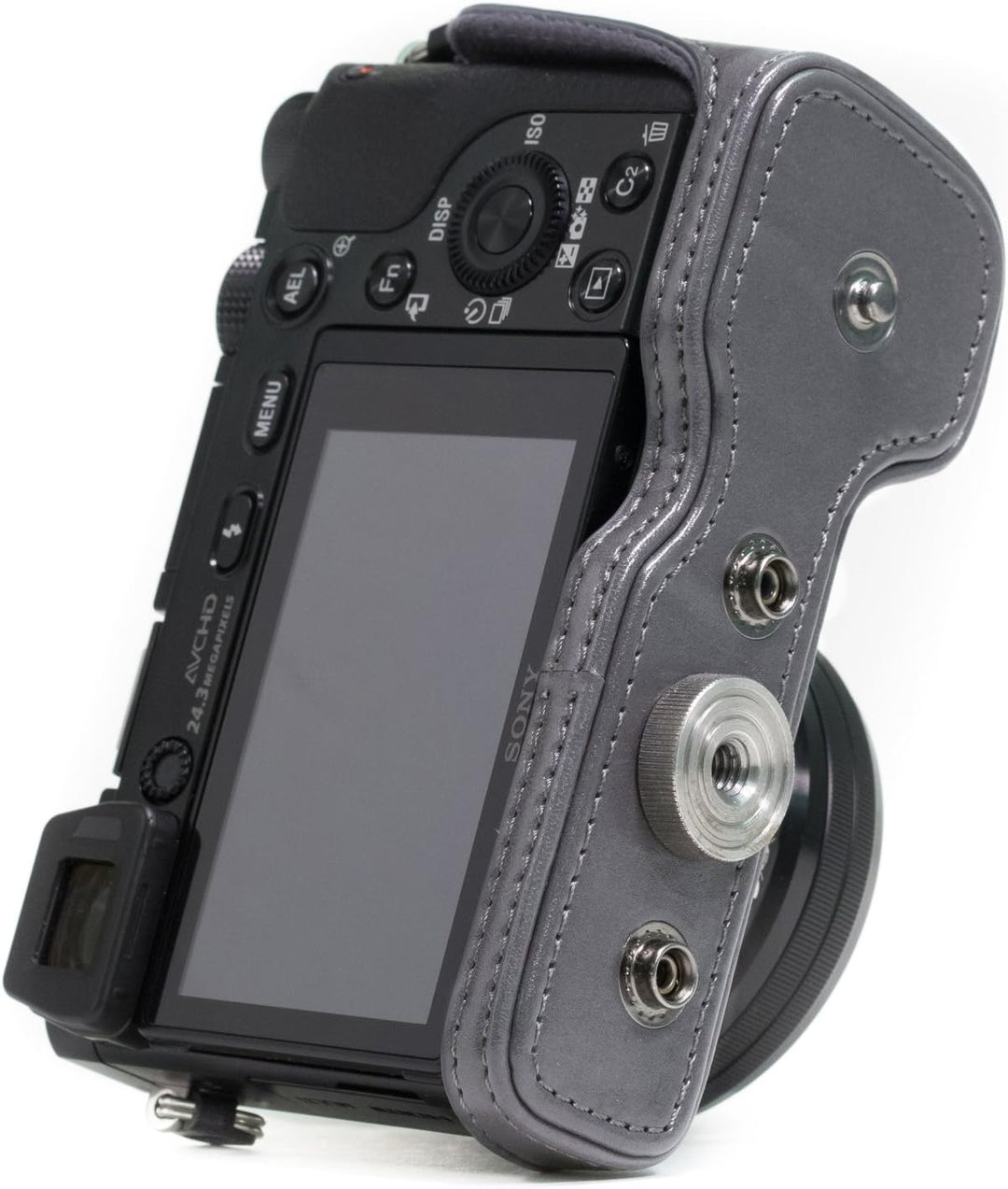 MegaGear Sony Alpha A6300, A6000 (16-50 mm) Ever Ready Leder Kamera-Case mit Trageriemen und Batteri