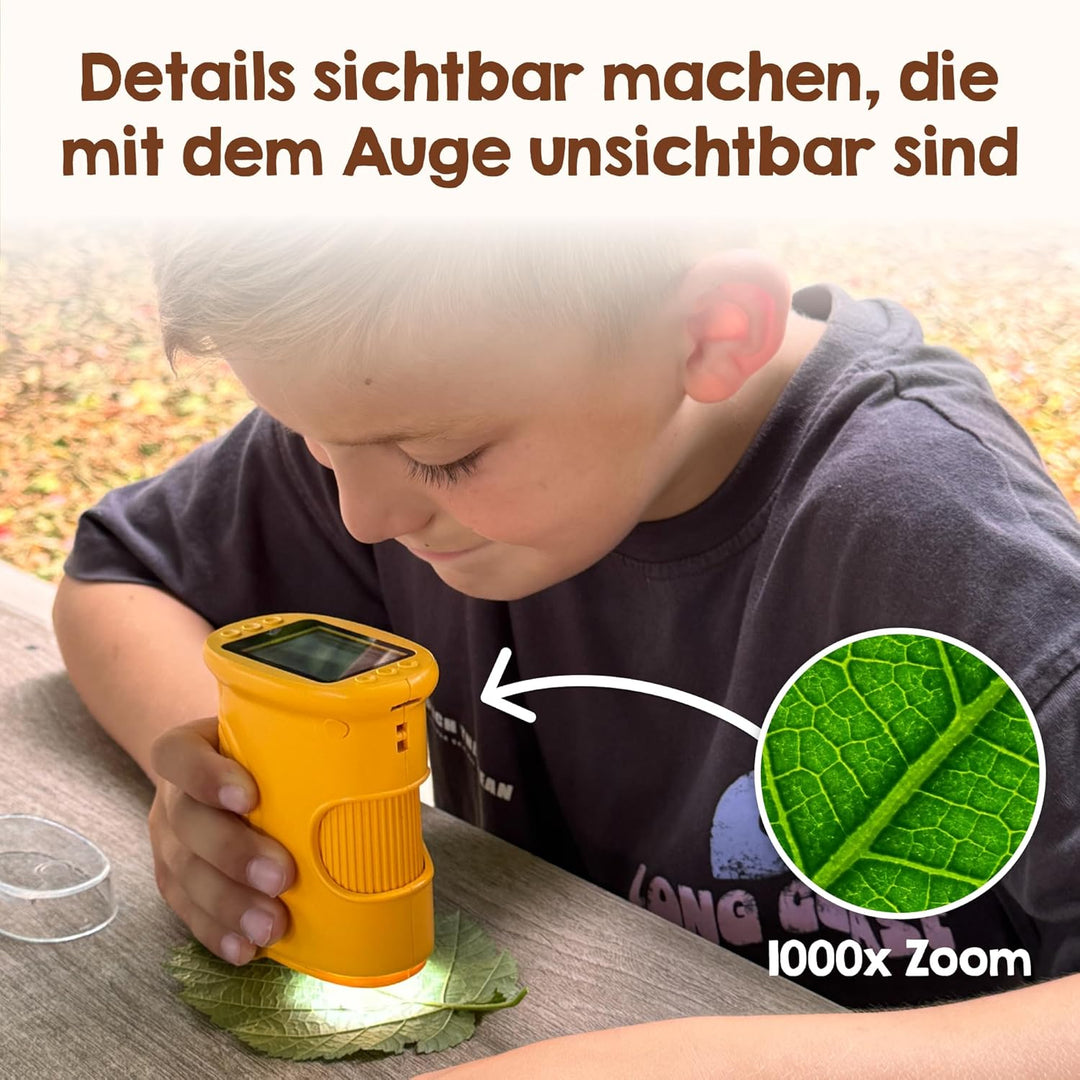 Edubini Digitales Mikroskop für Kinder [1000-fache Vergrösserung] - Tragbares Taschenmikroskop für G
