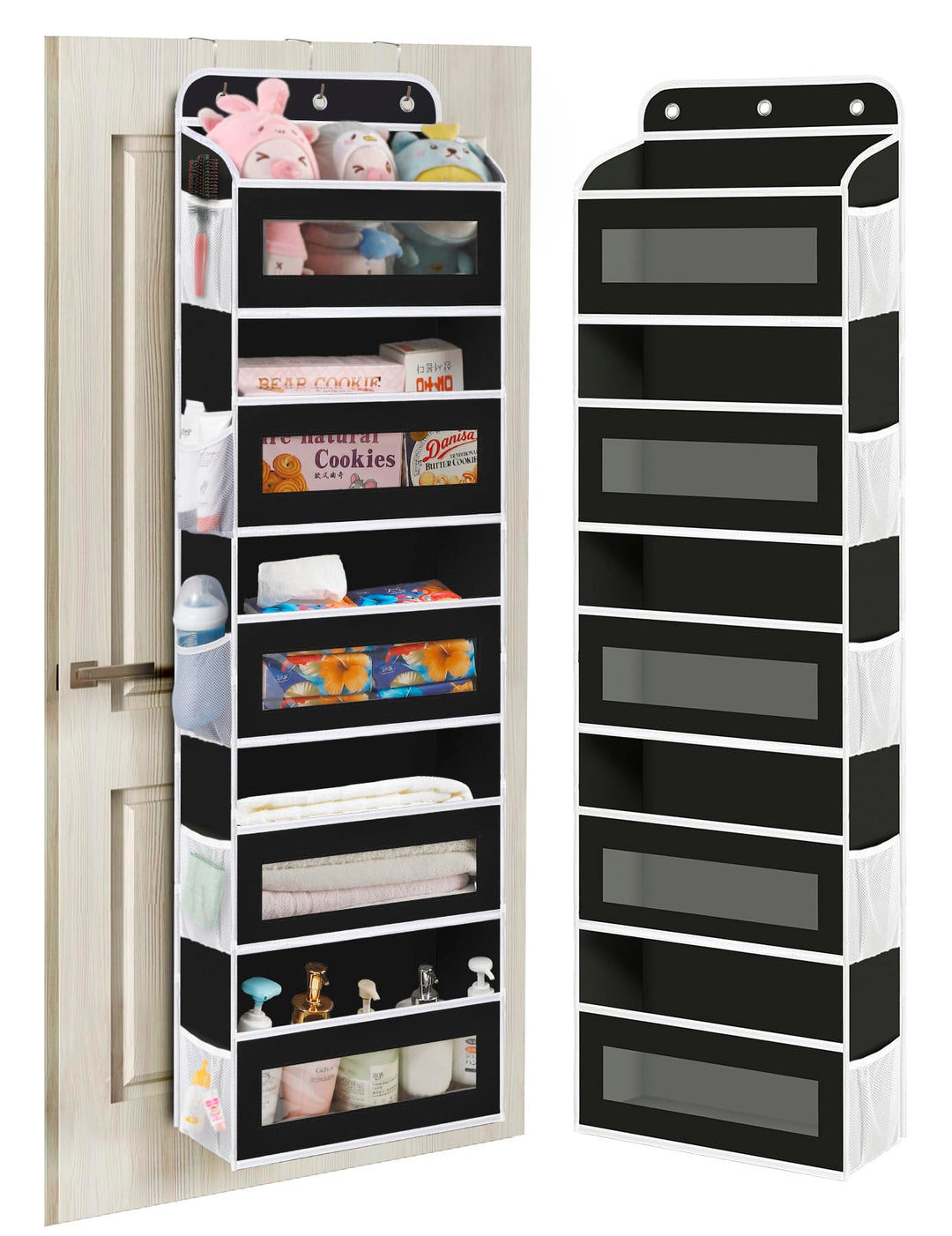 KYEVIS Over The Door Organizer Storage, 5 Shelves Door Organizer Hanging with 10 Mesh Pockets, Behin