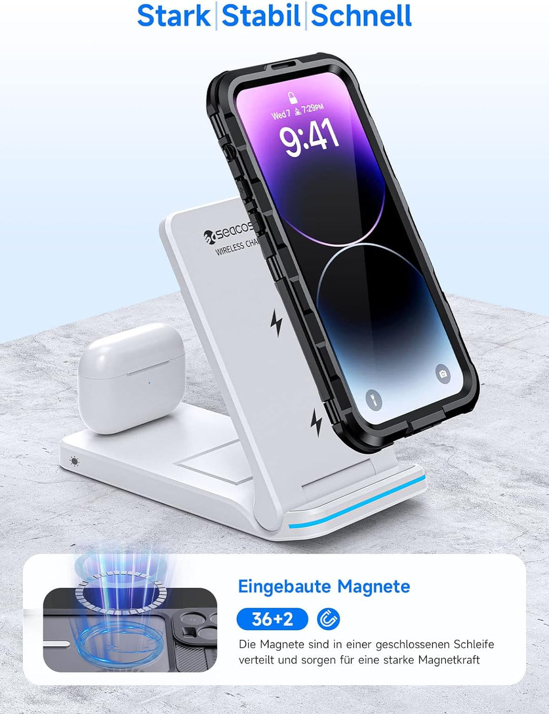 seacosmo für iPhone 14 Pro Max Hülle Wasserdicht [Kompatibel mit Magsafe] Metall Handyhülle iPhone 1