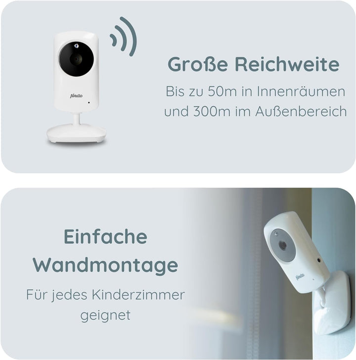 Alecto DVM-64 Funk Kamera Babyphone (100% störungsfrei & privat) mit schwenkbarer video Kamera, Nach