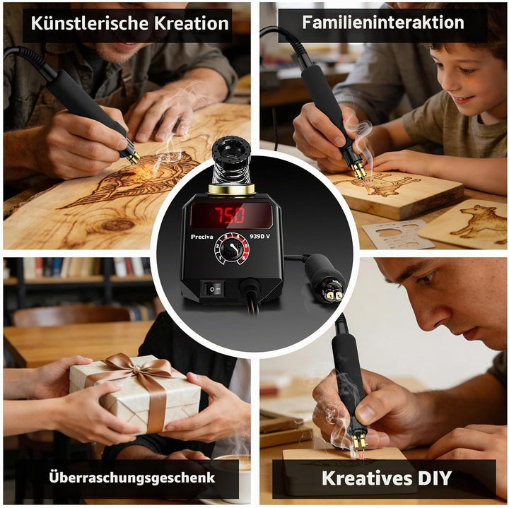 Preciva 939D-VI Brandmalstift, Handwerksset zum Holzschnitzen mit einstellbarer Temperatur, Holzschn