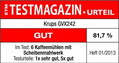 KRUPS GVX212 Kaffeemühle | mit Mahlgrad- Und Tassenzahlauswahl | Scheibenmahlwerk aus Edelstahl | 22