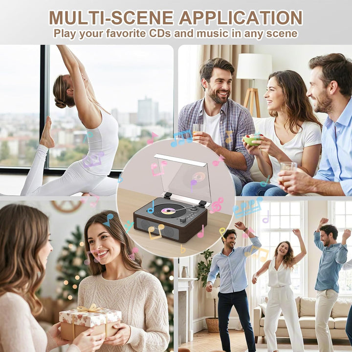 Mycket CD Player Tragbar mit Bluetooth 5.0, CD Musik mit Fernbedienung, HiFi-Dual-Stereo-Lautspreche
