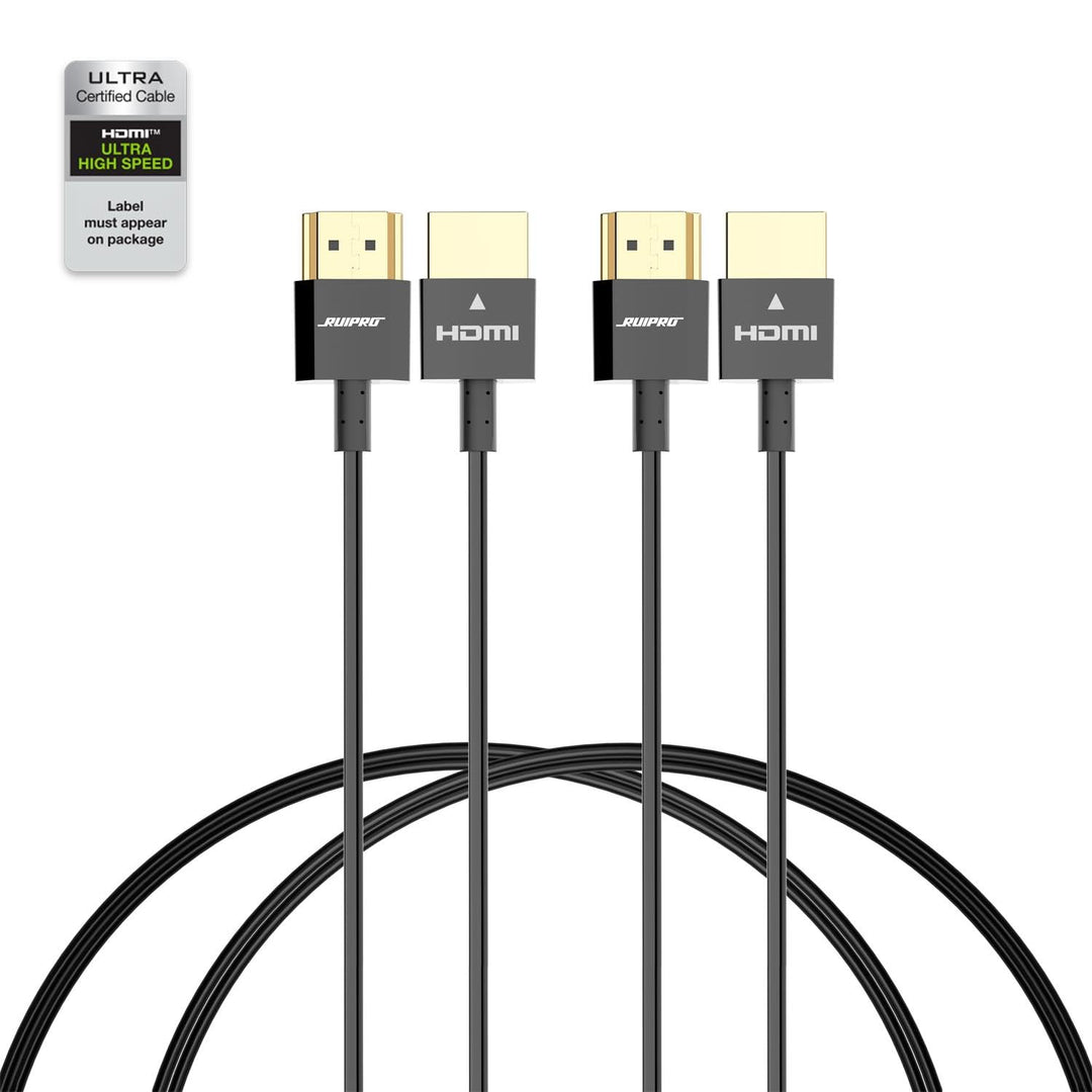 RUIPRO Zertifiziertes kurzes HDMI-Kabel, ultradünnes 8K HDMI 2.1-Kabel, 91 cm, 2 Stück, Ultra High S