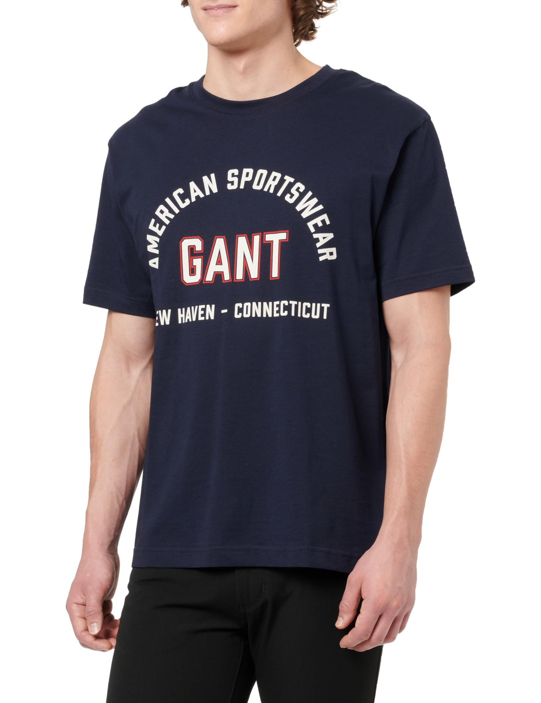 Gant Herren Printed Graphic Ss T-Shirt T-Shirt (1er Pack) L Blau, L Blau