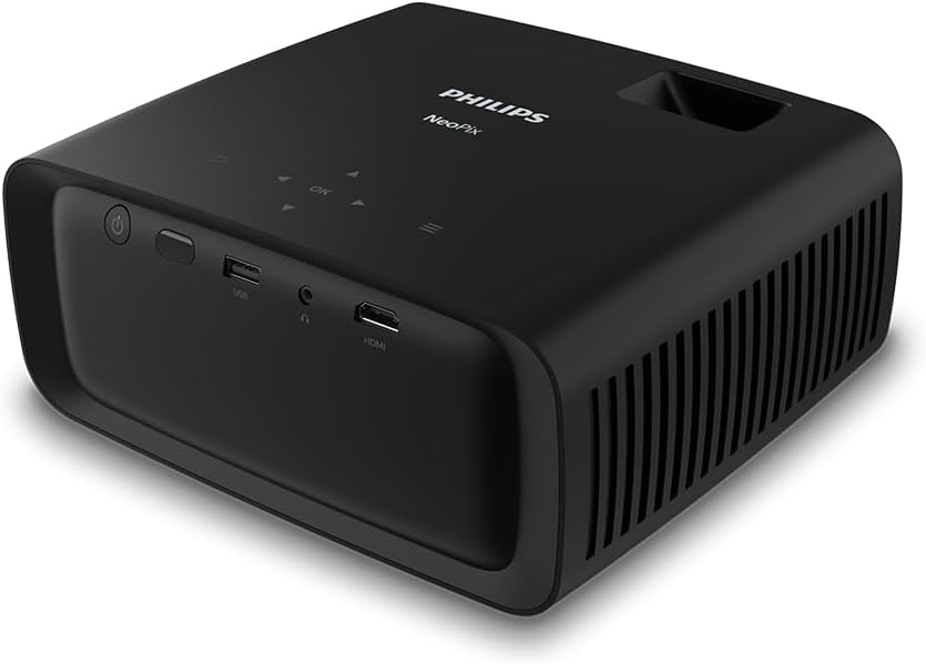 Philips NeoPix 122 Mini Beamer: True HD 720p, WiFi Dual Band Screen Mirroring, Integriertes Audio 2.