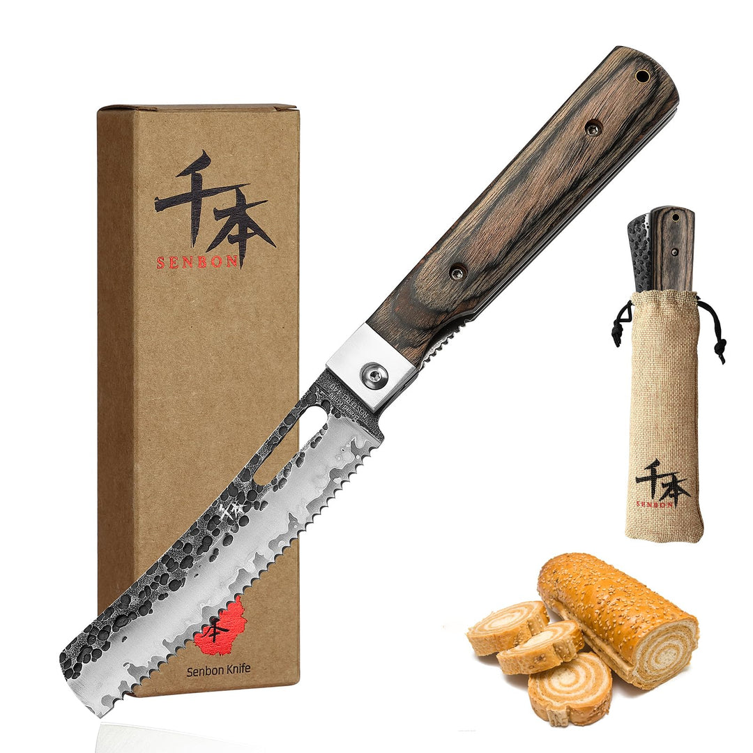 SENBON 440 Geschmiedetes Edelstahl Brot Messer Klinge Sharp japanisches stil Falten Tragbare Reise G