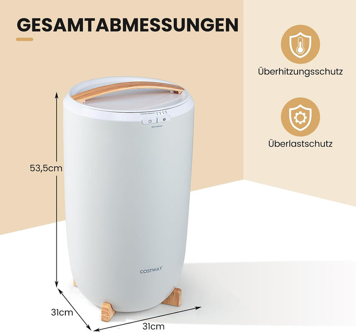 COSTWAY 20L Handtuchwärmer, Deckenwärmer mit Timer &amp; automatischer Abschaltung, Handtuchbehälter ele