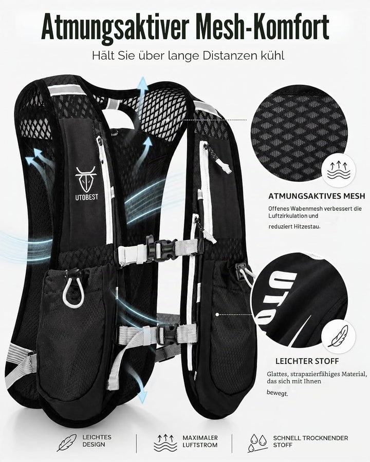 UTOBEST Trinkrucksack 5L Herren Damen Ultraleicht Laufrucksack für Laufen,Marathon,Jogging,Radfahren