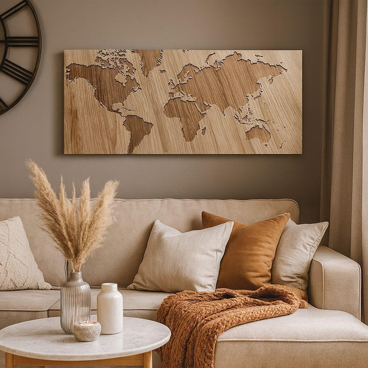 Wandbilder Dekoration Wohnzimmer Geographie Globus Karte Panorama Bilder auf Leinwand 120x50cm Leinw