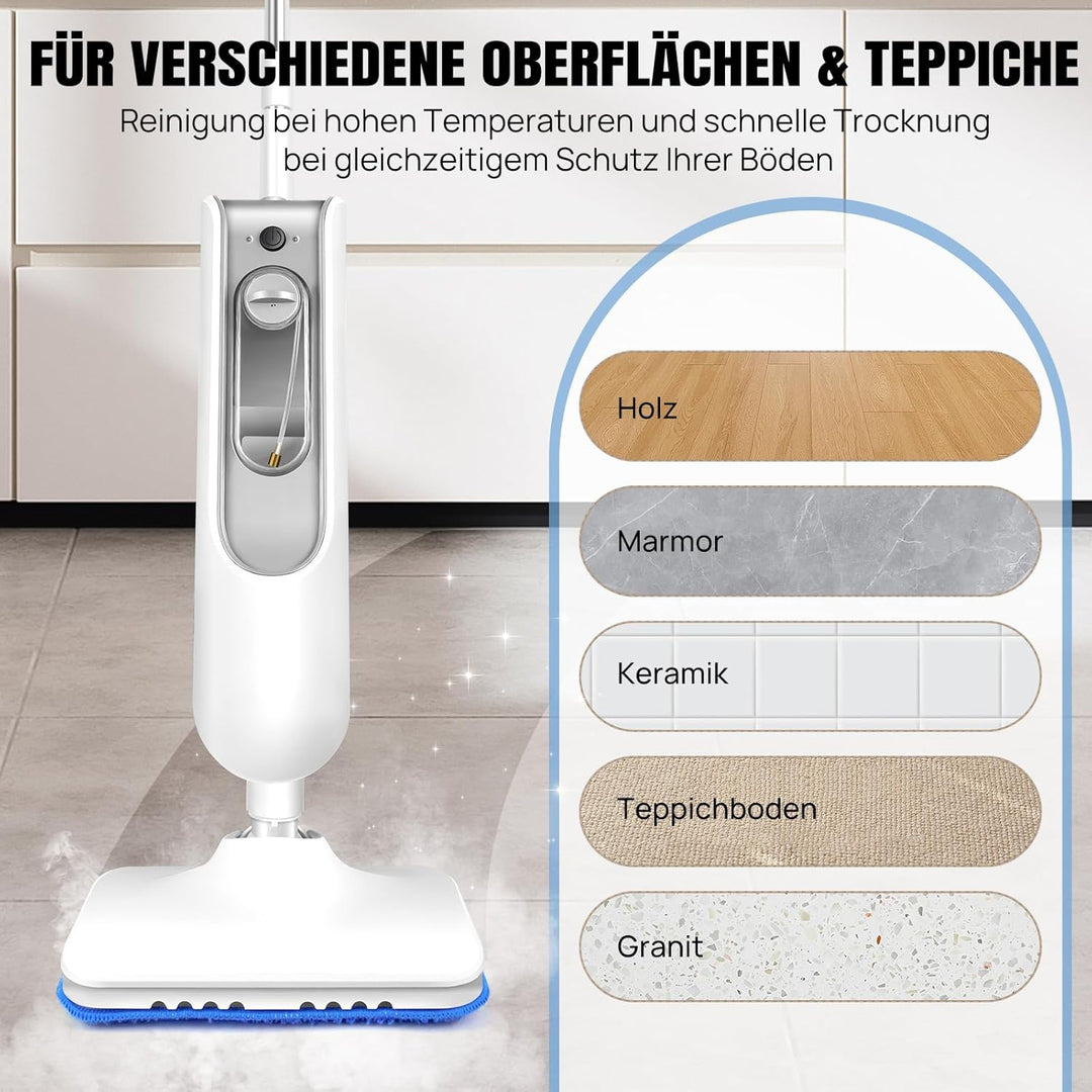 Qimu Dampfbesen 1500W Multifunktions Dampfreiniger Bodendampfreiniger biz 108°C Hand-dampfreiniger f