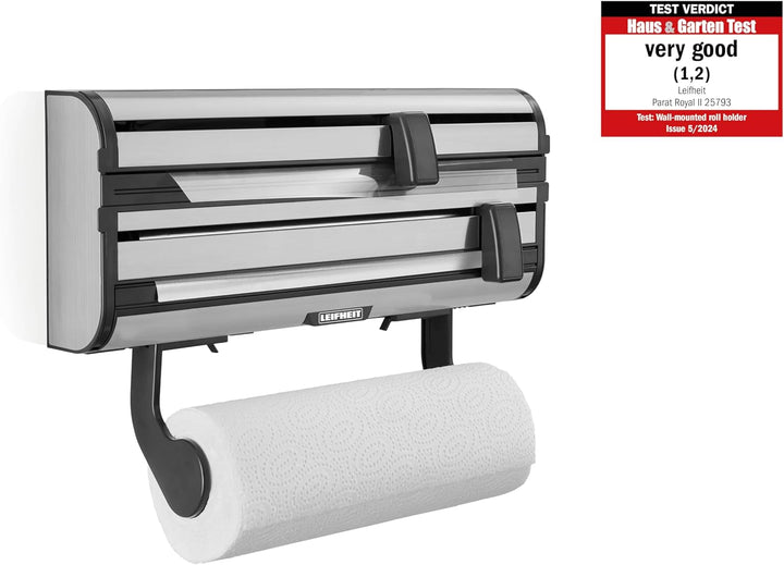 Leifheit Wandrollenhalter Parat Royal 2.0 für 3 Rollen, Küchenrollenhalter für glatte Schnittkanten,