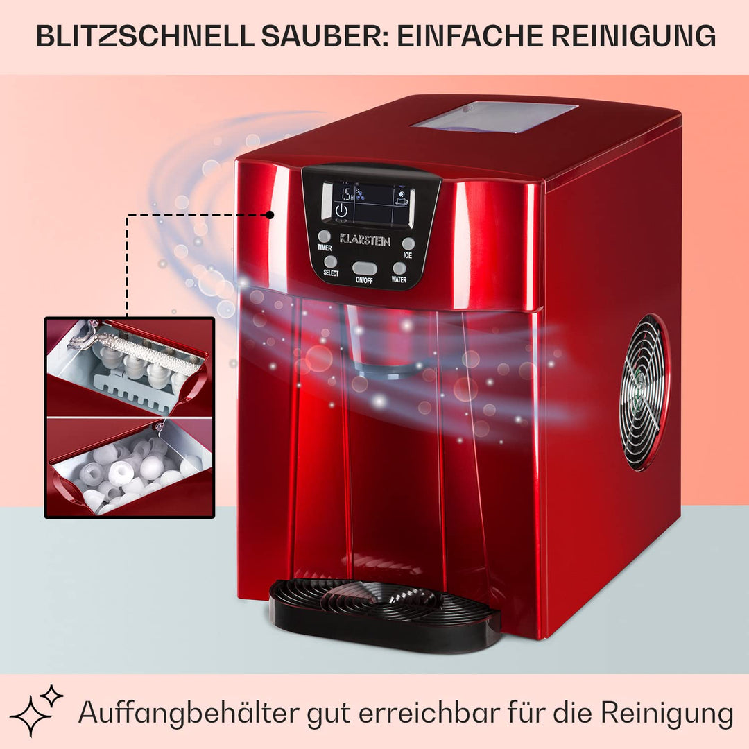 Klarstein Eiswürfelmaschine Klein, Ice Cube Maker, Schneller Eiswürfelbereiter, Eiswürfelgerät für E