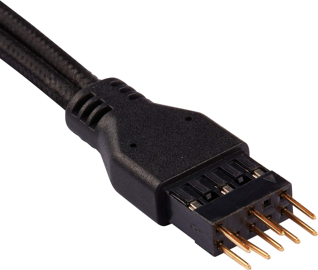 Corsair Premium Sleeved Front Panel Extension Kabel Verlängerungskit, Schwarz Front Panel Extension