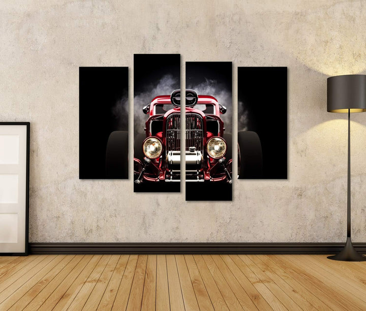 islandburner Bild auf Leinwand Hotrod Mit Rauch Hintergrund 3D Modell Bilder Wandbilder Poster Leinw