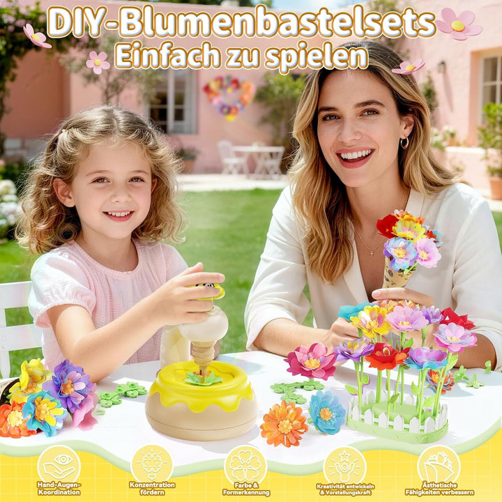 Blumenstrauss-Bastelset, DIY Blumen Bastelset Kinder, Kunsthandwerk-Lernspielzeugset für Mädchen im