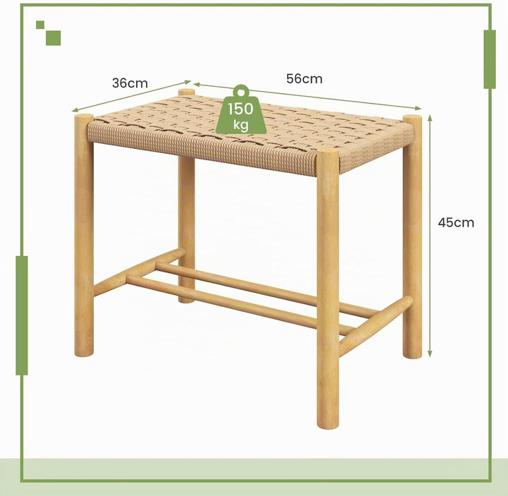 GIANTEX Barhocker 2er Set Barstühle, Esszimmerstühle Küchenstühle Holz &amp; geflochtenem Papier, Tresen