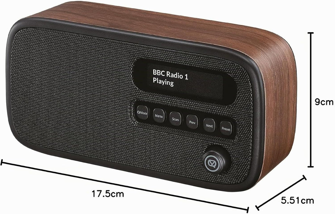 VQ Dexter Radio DAB Plus/DAB mit FM, 3 Watts Stereo Lautsprecher und LCD Bildschirm - Batteriebetrie