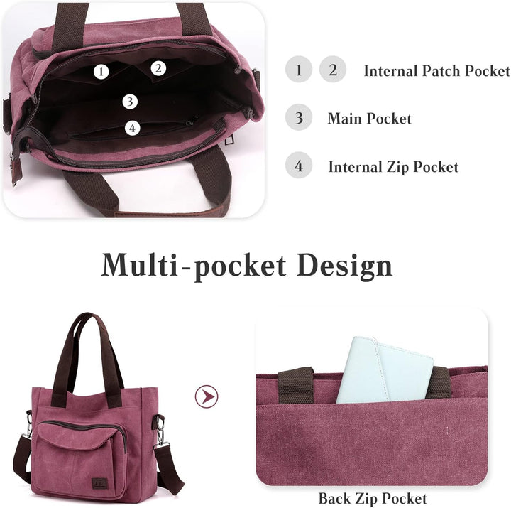 PORRASSO Damen Umhängetasche Canvas Schultertasche Handtasche Hobotasche Tote Mädchen Crossbody Bag