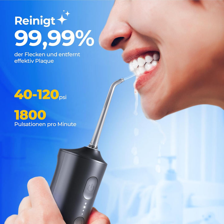 Operan Munddusche Kabellos, Tragbar Elektrische Zahndusche, Mattschwarz | Munddusche mit 300 ml Fass