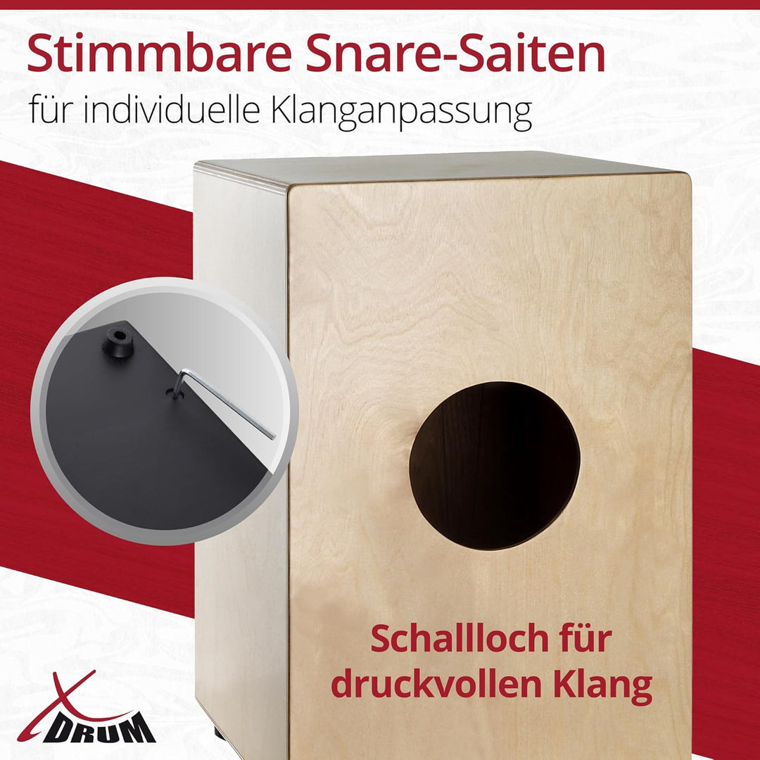 XDrum Cajon Peruana Black Wood (3 mm Schlagplatte, 9 mm Birkenkorpus, 48 cm hoch, inkl. Rucksack-Tas