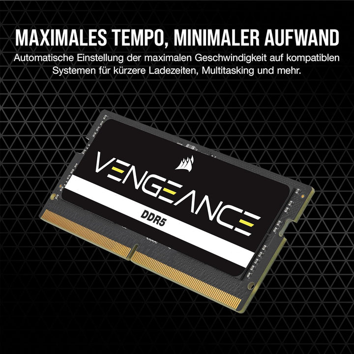 CORSAIR Vengeance SODIMM DDR5 RAM 48GB (1x48GB) 4800MHz CL40-40-40-77 1.10V Intel XMP 3.0 Laptop-Spe