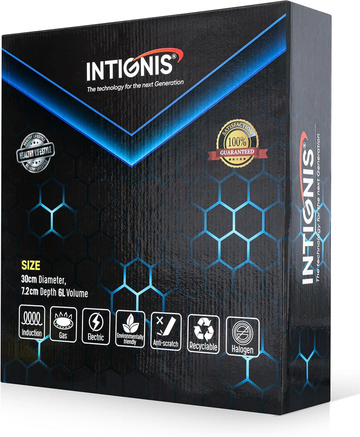 INTIGNIS® Bratpfanne mit Deckel – 30 cm/12 Zoll – Antihaftbeschichtung | Kratzfest | Extra tief | Fr