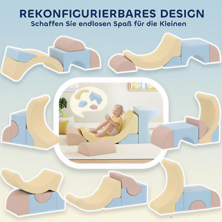 AIYAPLAY Schaumstoff Bausteine 5er-Set Softbausteine Grossbausteine Blau | Kinder, Klettern, Riesenb