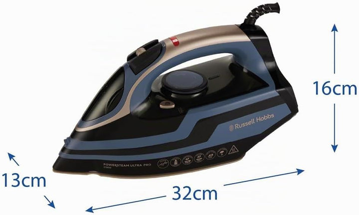 Russell Hobbs Dampfbügeleisen, 3100W, 210g Extra-Dampfstoss, Blau Powersteam Ultra Pro 3100W, Powers