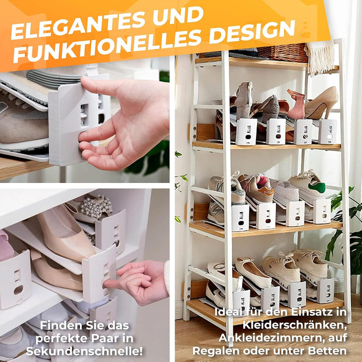 Schuhorganizer platzsparend – Verstellbarer Schuhstapler für Schrank | Doppelschicht Schuhaufbewahru