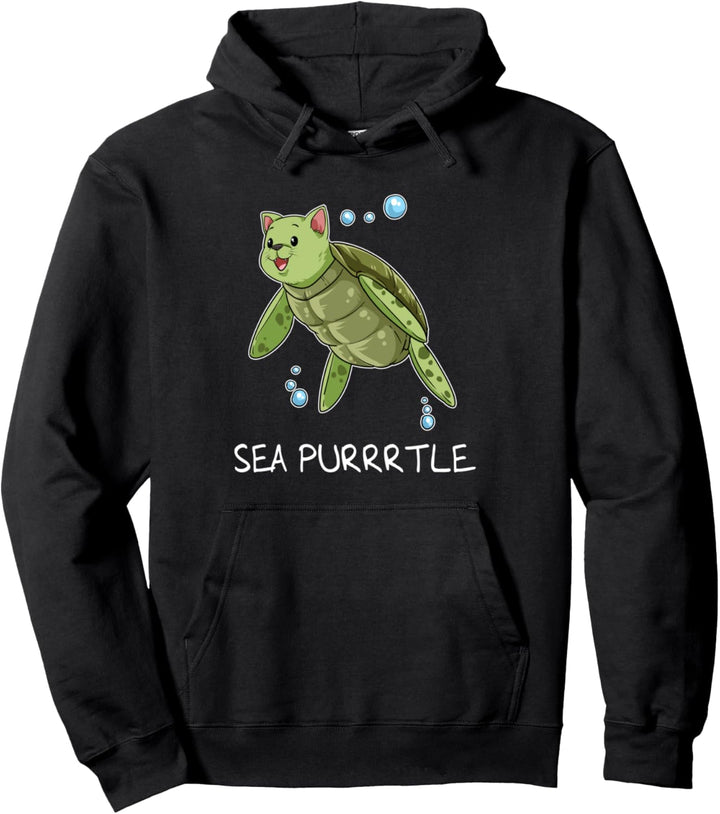 Lustige Katze Meer Purrtle Katze Schildkröte Kätzchen Pullover Hoodie