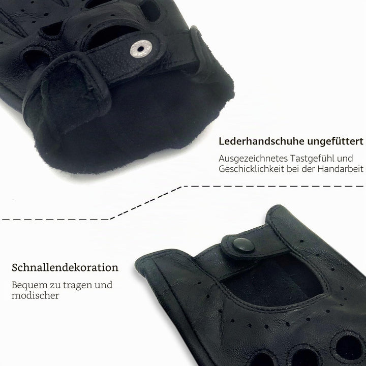 ZLUXURQ Damen Retro Weiche nd Dünne Ausgezeichnete Lammfell Leder Qualität Touchscreen Fahrhandschuh
