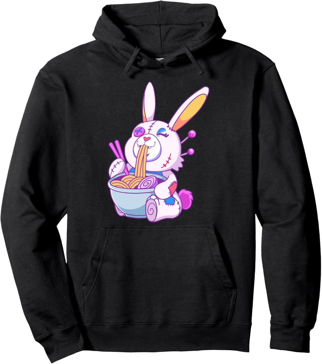 Bunny Eating Ramen Pastel Goth Gift Pullover Hoodie