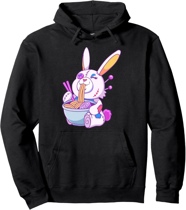 Bunny Eating Ramen Pastel Goth Gift Pullover Hoodie