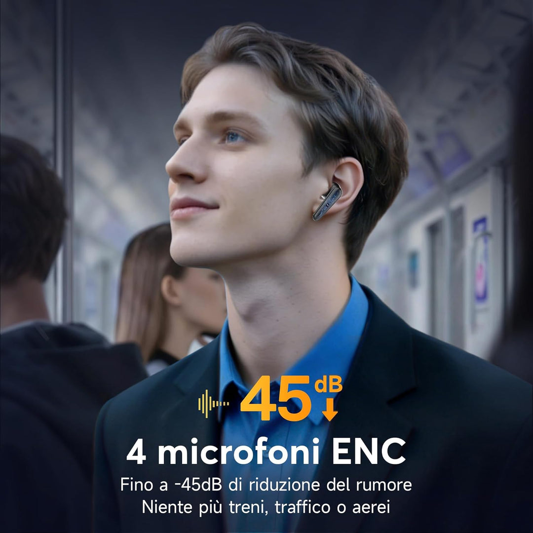 EUQQ Bluetooth-Kopfhörer, 60 Stunden HiFi Stereo Wireless Kopfhörer mit 4 ENC Geräuschunterdrückung