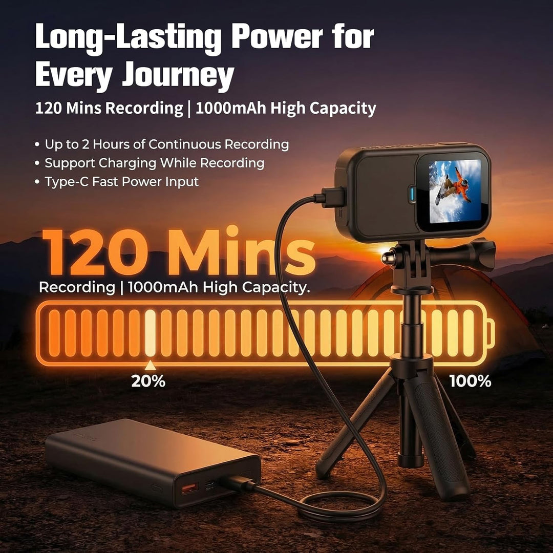 Action Cam 5K, Mini Sportkamera WiFi mit 64G, Tragbare Action Kamera Mit Doppelseitigen Displays Vor
