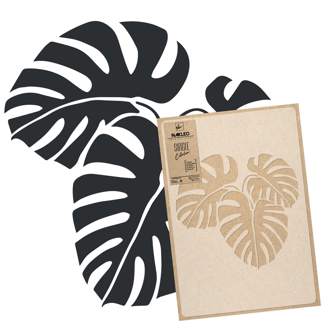 Wiederverwendbare Wandschablone aus Kunststoff // Tropisch - Monstera - Palmblatt // Muster Schablon