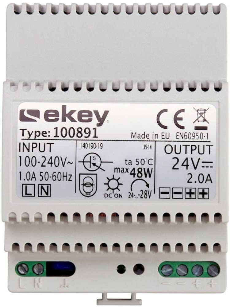 EKEY 100891 Netzteil für Reiheneinbau mit 230 VAC/24 VDC/2 A, Zur Energieversorgung von ekey-Zutritt